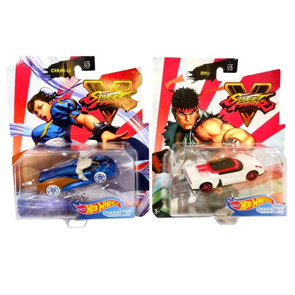Hot Wheels Street Fighter V Character Cars Lot Ryu 1/5 Chun-Li 2/5 New Capcom - Picture 1 of 4